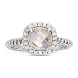 David Yurman Sterling Silver Foil-Backed Quartz & Diamond Ring