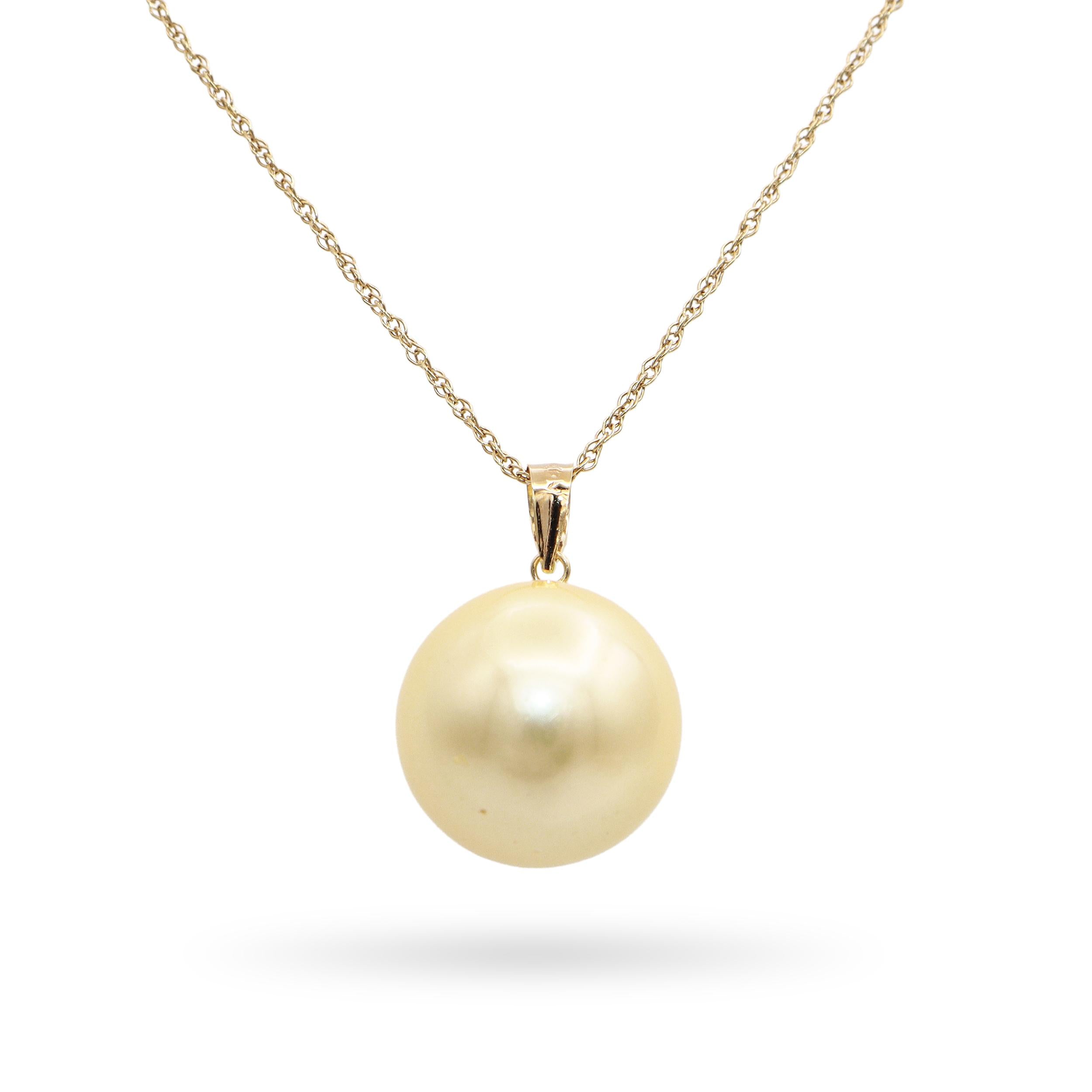 Vintage 14k Yellow Gold Golden Pearl Necklace & Drop Earring Set