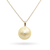 Vintage 14k Yellow Gold Golden Pearl Necklace & Drop Earring Set