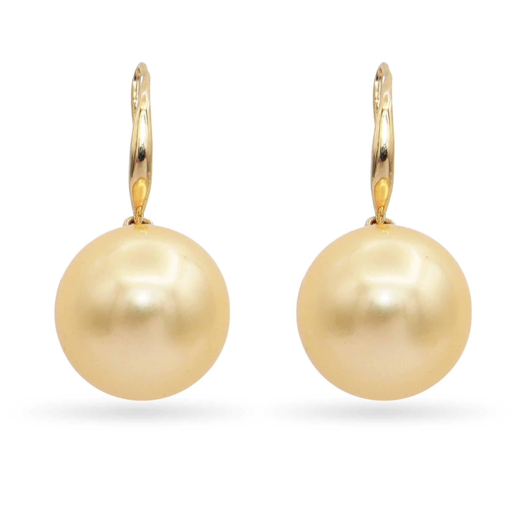 Vintage 14k Yellow Gold Golden Pearl Necklace & Drop Earring Set