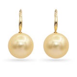 Vintage 14k Yellow Gold Golden Pearl Necklace & Drop Earring Set