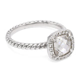 David Yurman Sterling Silver Foil-Backed Quartz & Diamond Ring