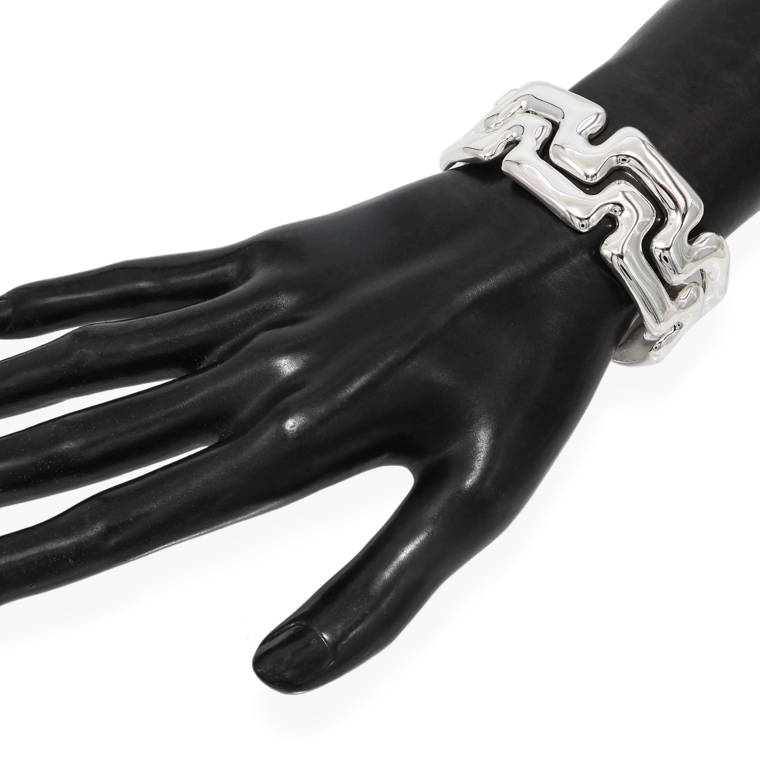 Tiffany & Co. Sterling Silver Puzzle Greek Key Cuff Bracelet