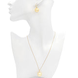 Vintage 14k Yellow Gold Golden Pearl Necklace & Drop Earring Set