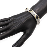 David Yurman Sterling Silver & 18K Yellow Gold Black Onyx Cable Bangle Bracelet