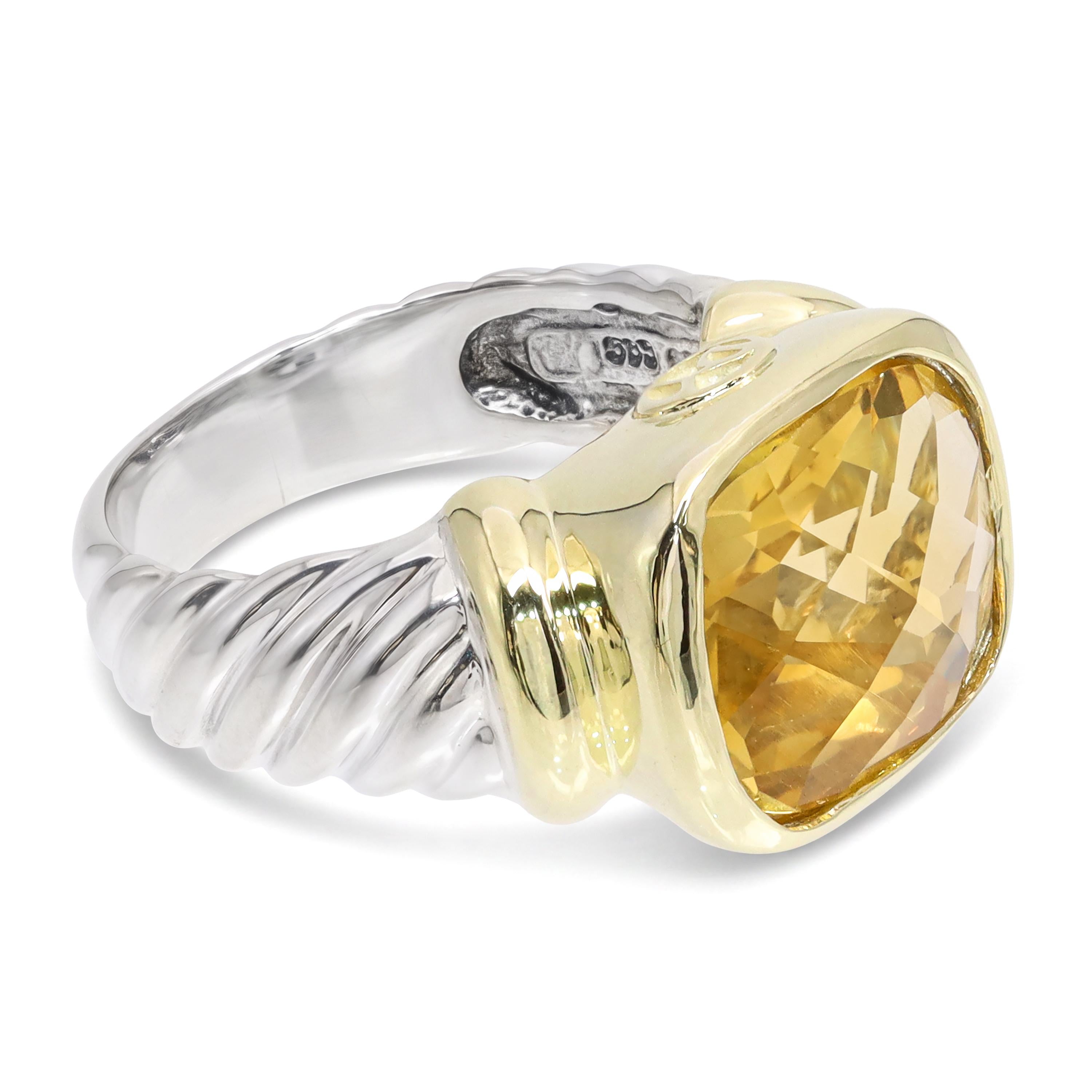 David Yurman Albion 14k Yellow Gold Sterling Silver Citrine Ring