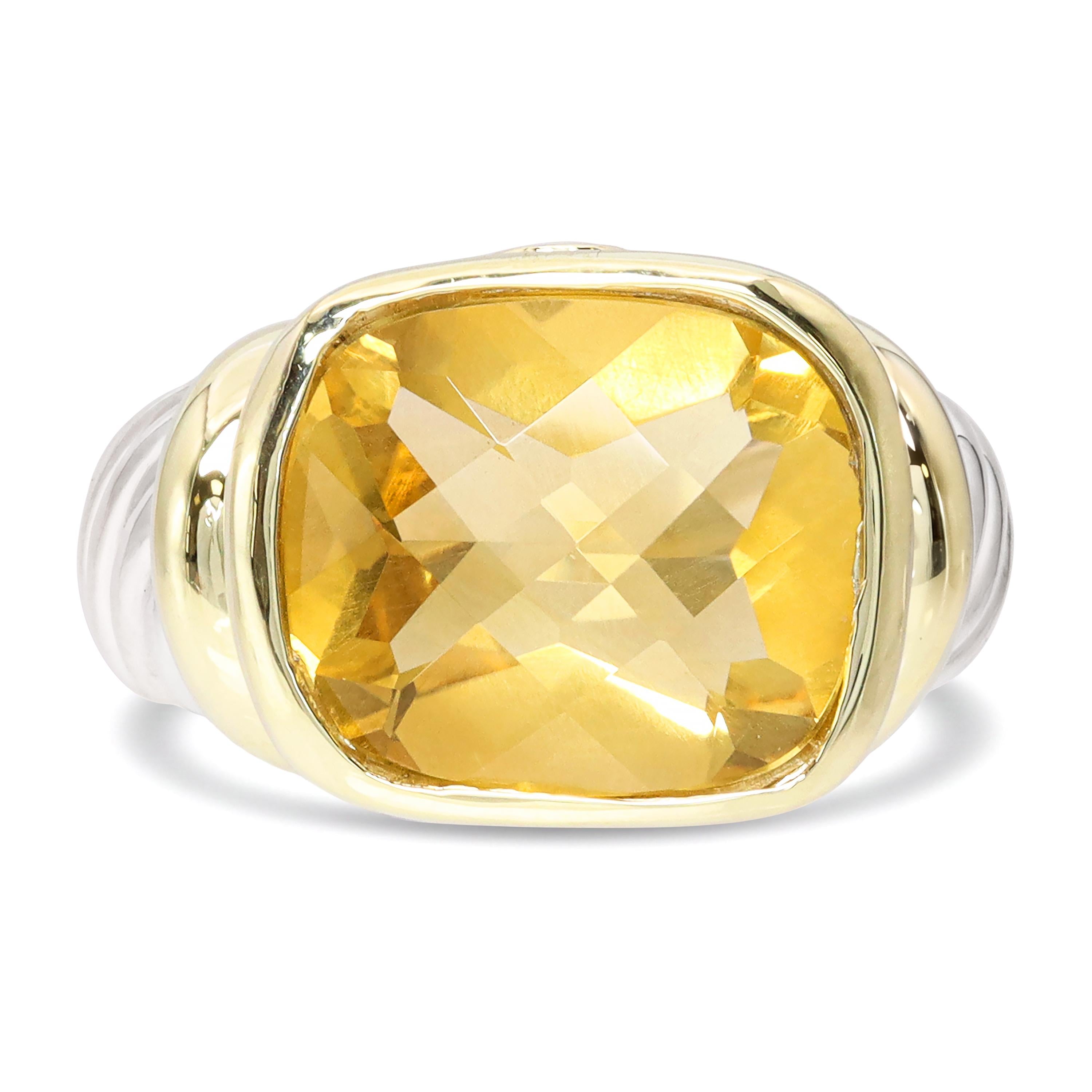 David Yurman Albion 14k Yellow Gold Sterling Silver Citrine Ring