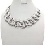 Vintage Taxco Mexico Sterling Silver Large Curb Link Statement Necklace