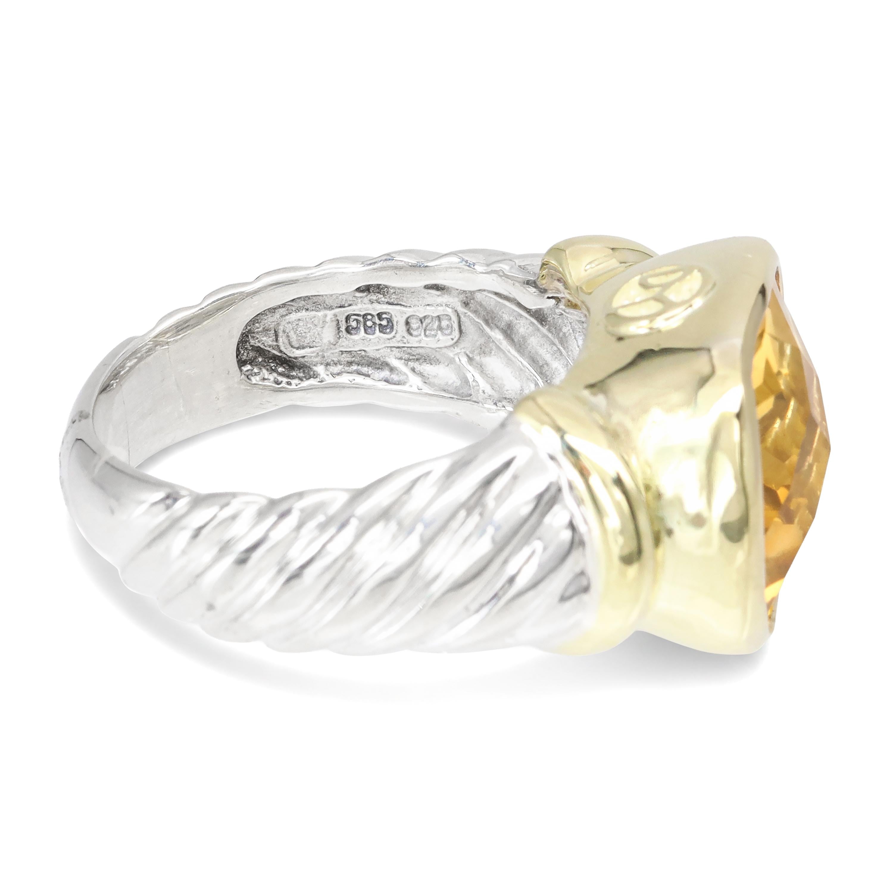 David Yurman Albion 14k Yellow Gold Sterling Silver Citrine Ring