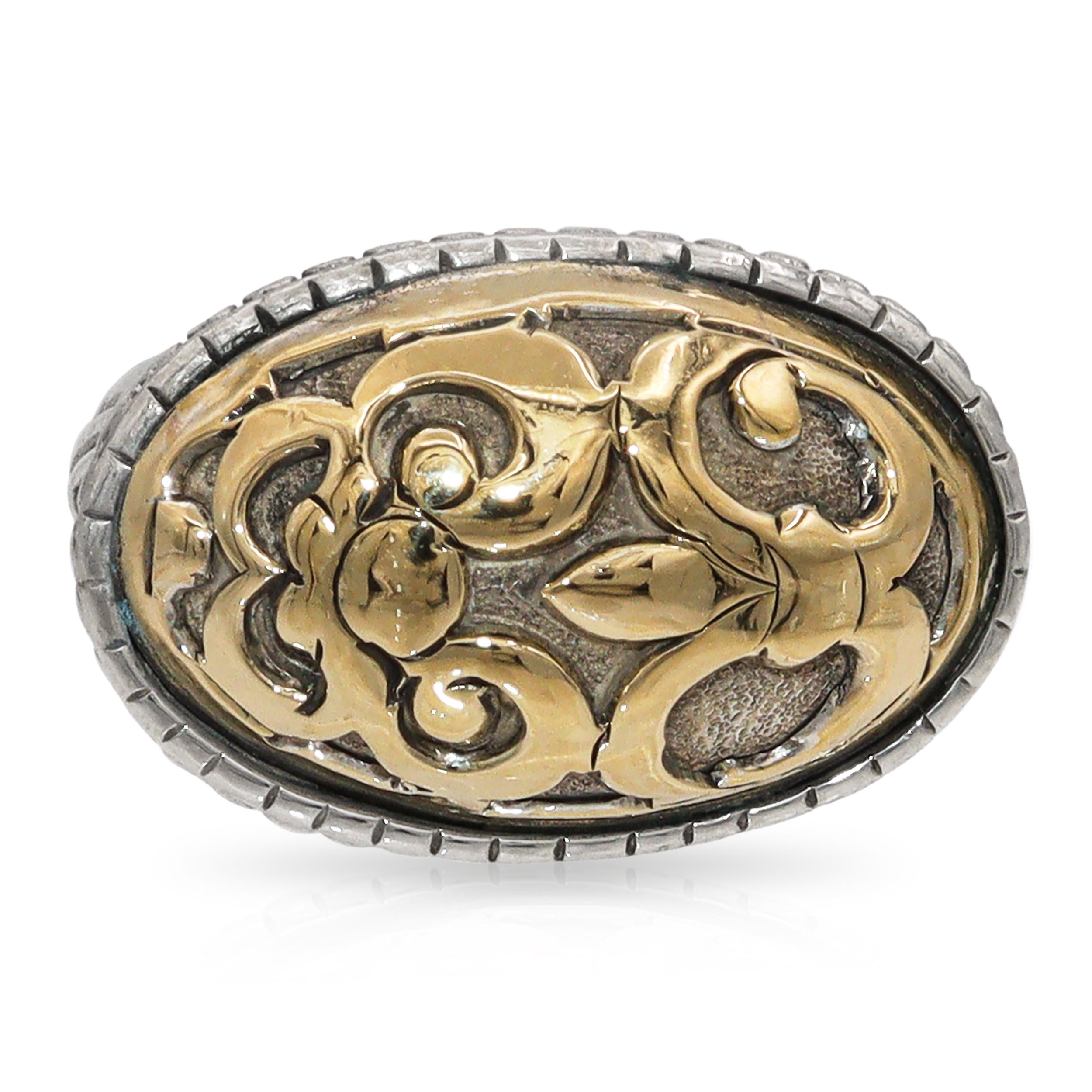 John Hardy Sterling Silver & 18K Yellow Gold Oval Floral Ring