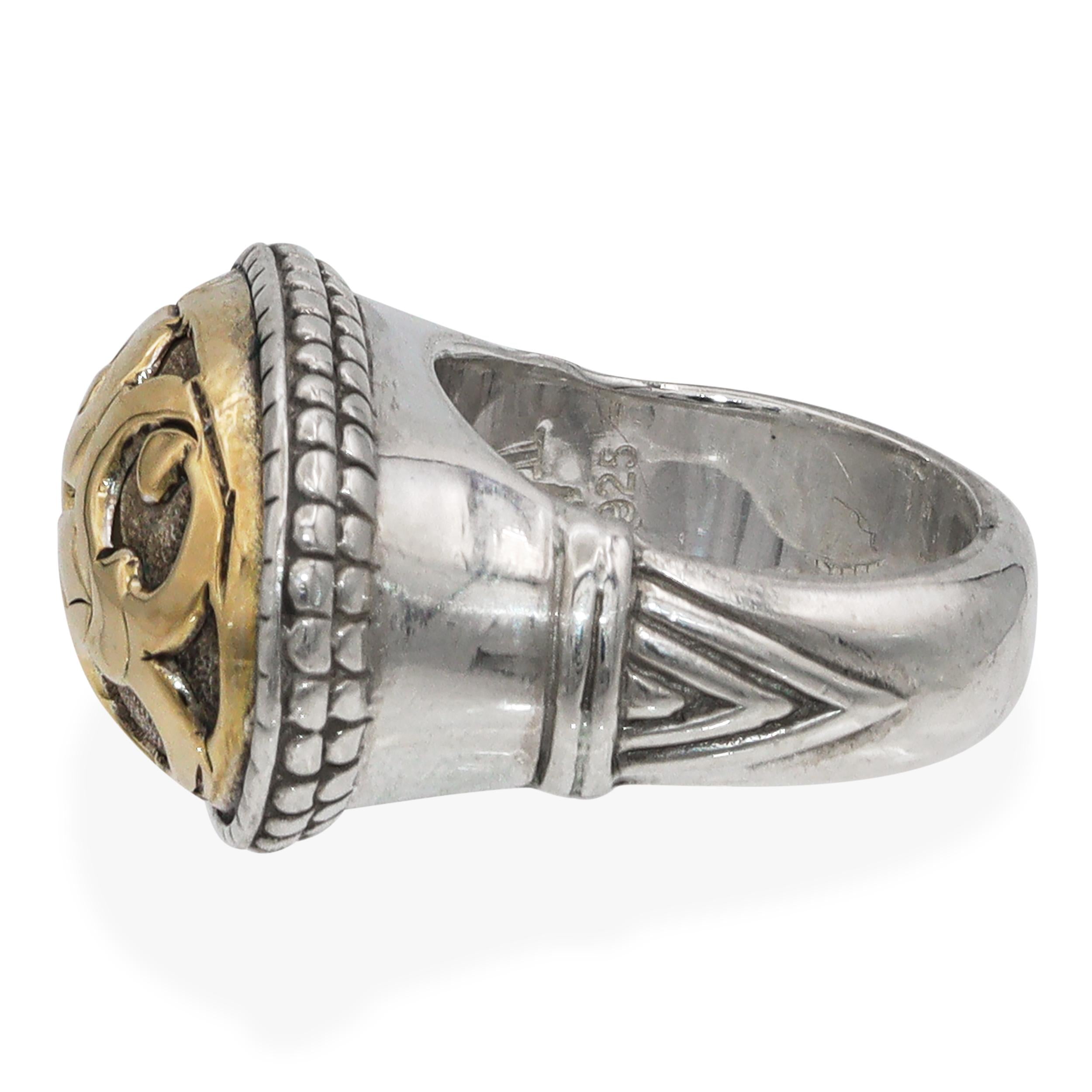 John Hardy Sterling Silver & 18K Yellow Gold Oval Floral Ring