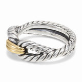 David Yurman Cable Loop Sterling Silver & 18k Yellow Gold Ring