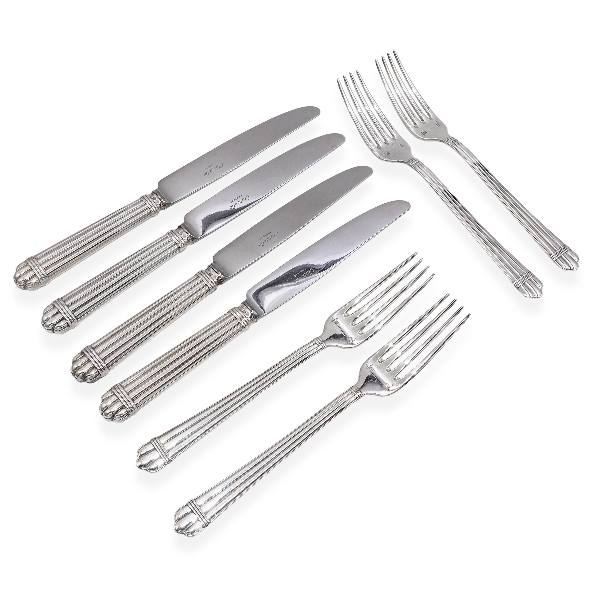 Christofle France Aria Silverplate 4 Settings Flatware Set