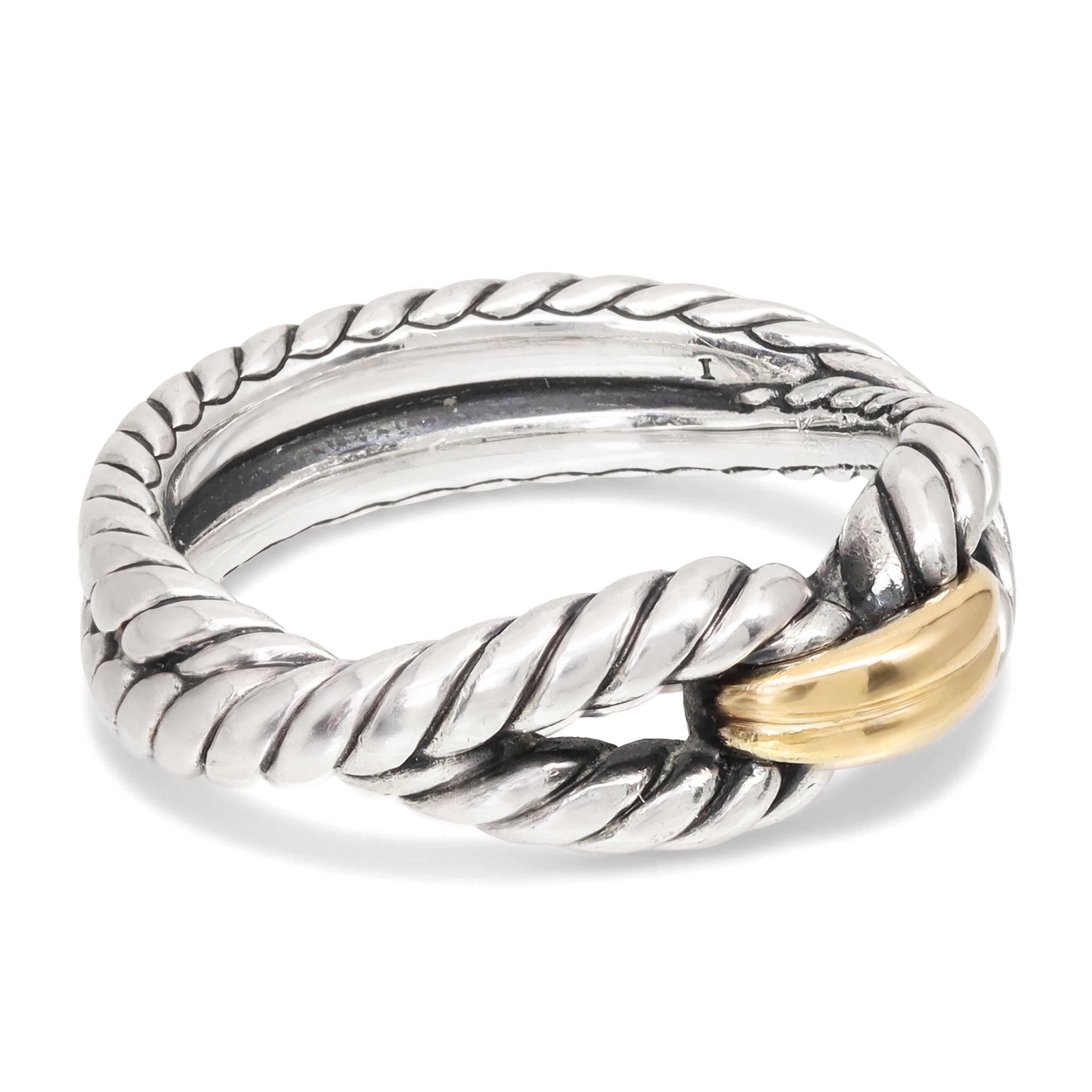 David Yurman Cable Loop Sterling Silver & 18k Yellow Gold Ring