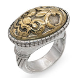 John Hardy Sterling Silver & 18K Yellow Gold Oval Floral Ring