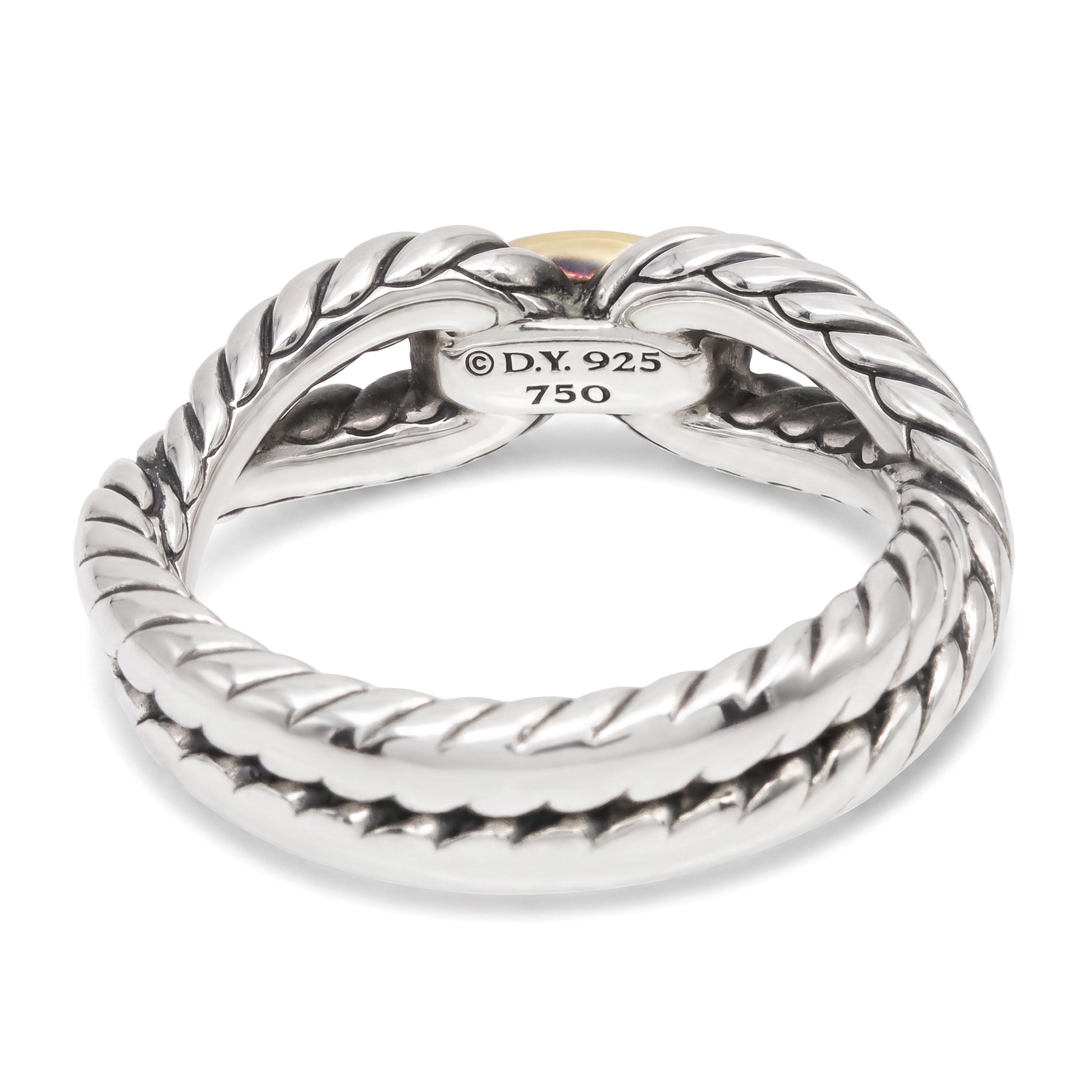 David Yurman Cable Loop Sterling Silver & 18k Yellow Gold Ring