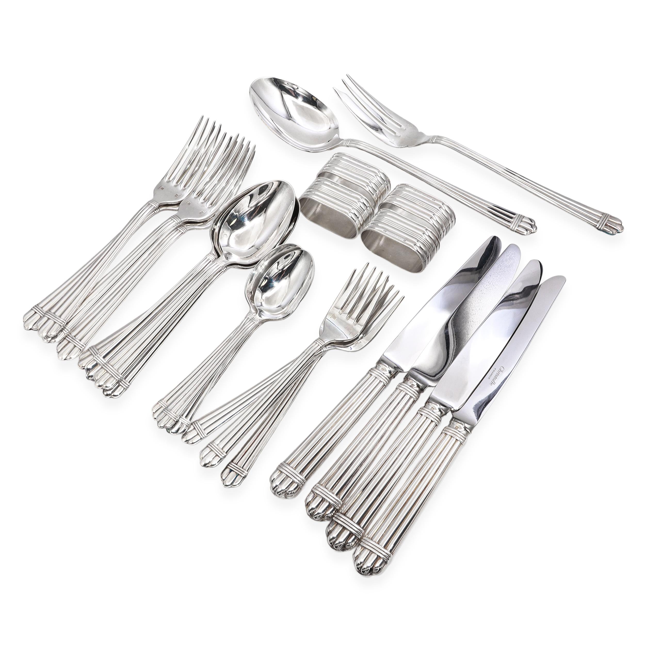 Christofle France Aria Silverplate 4 Settings Flatware Set