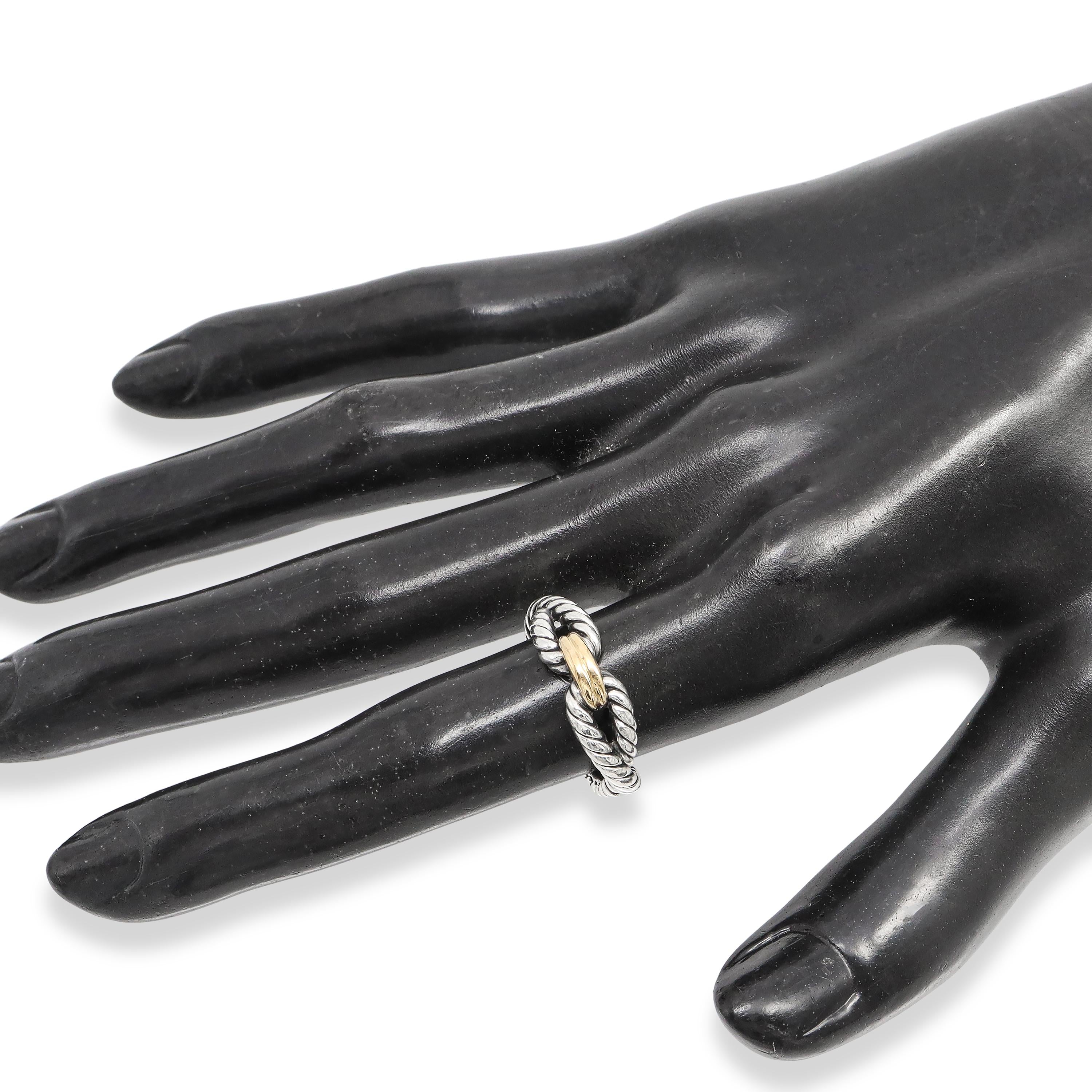David Yurman Cable Loop Sterling Silver & 18k Yellow Gold Ring