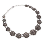 Vintage Indochina Silver Filigree Medallion Necklace and Cuff Bracelet Set