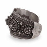 Vintage Indochina Silver Filigree Medallion Necklace and Cuff Bracelet Set