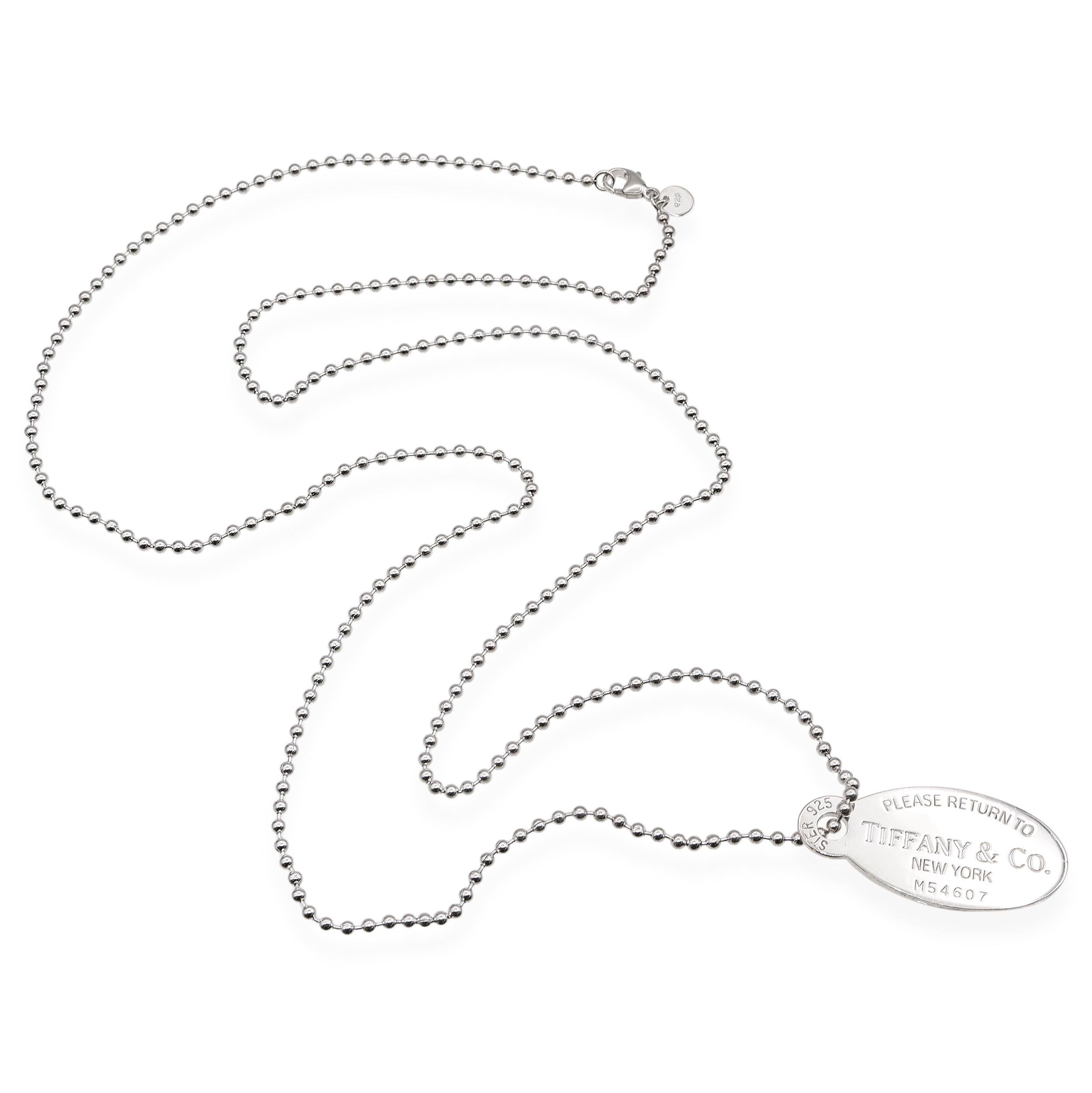 Tiffany & Co. Sterling Silver “Please Return To” Oval Tag Pendant Necklace