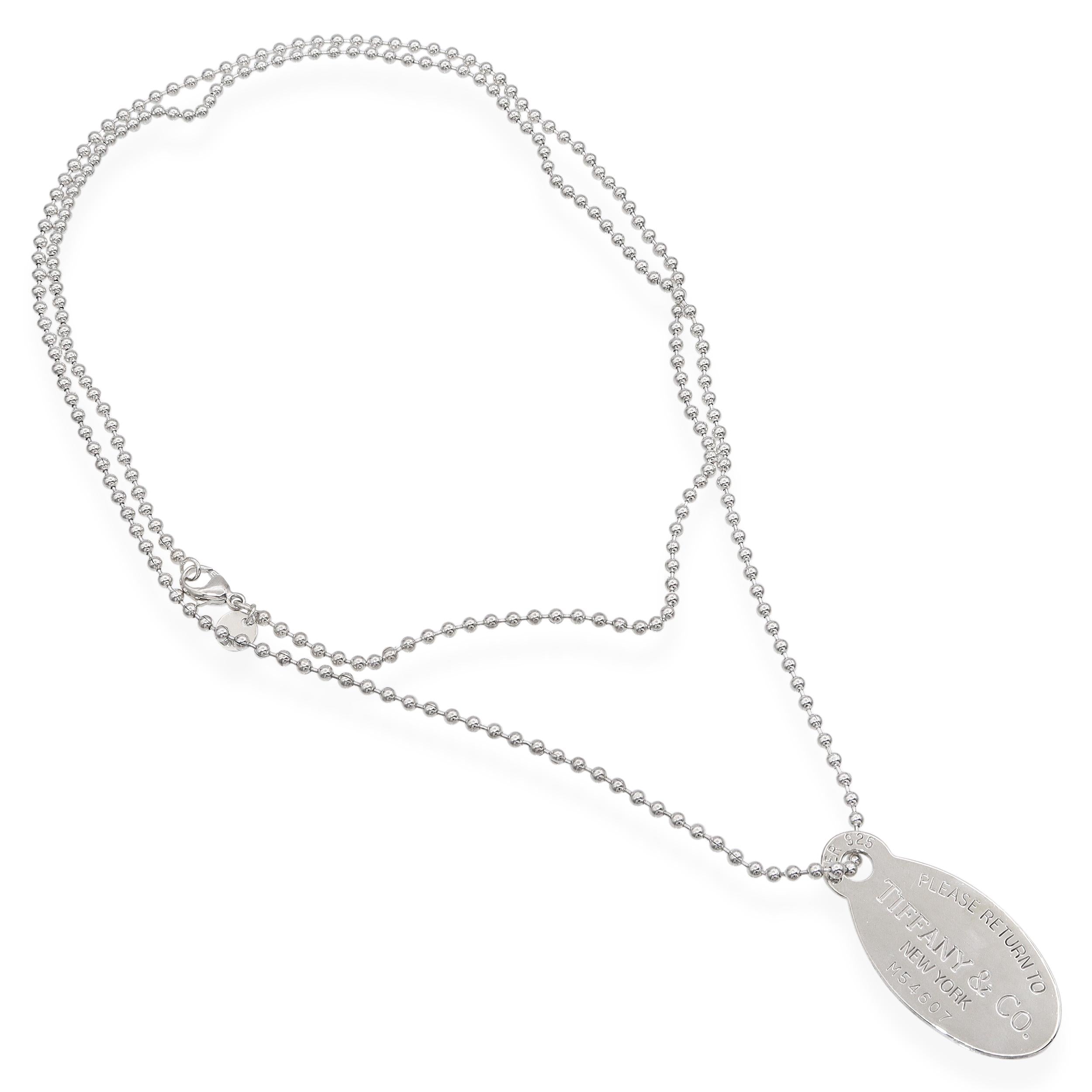 Tiffany & Co. Sterling Silver “Please Return To” Oval Tag Pendant Necklace