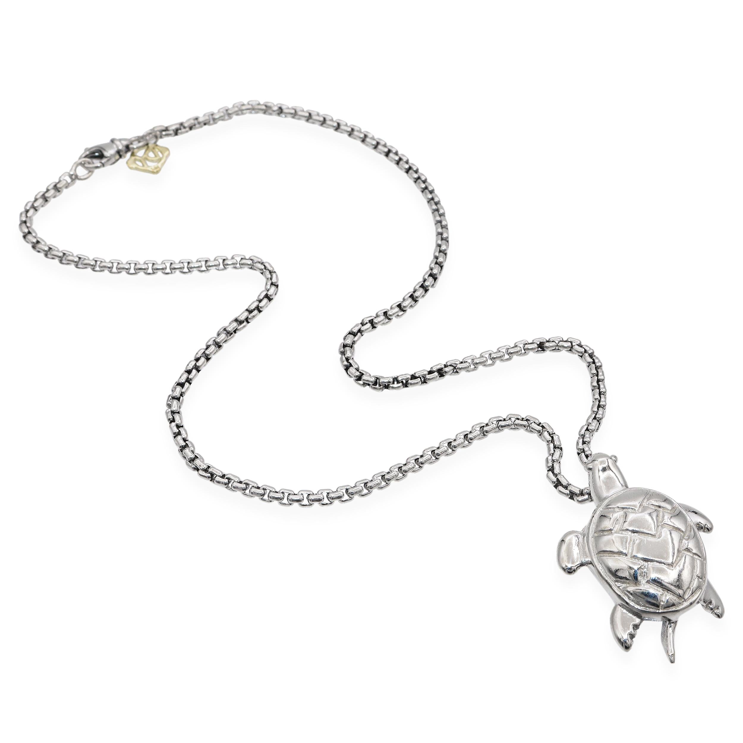 David Yurman Sterling Silver & 14K Yellow Gold Turtle Pendant Necklace