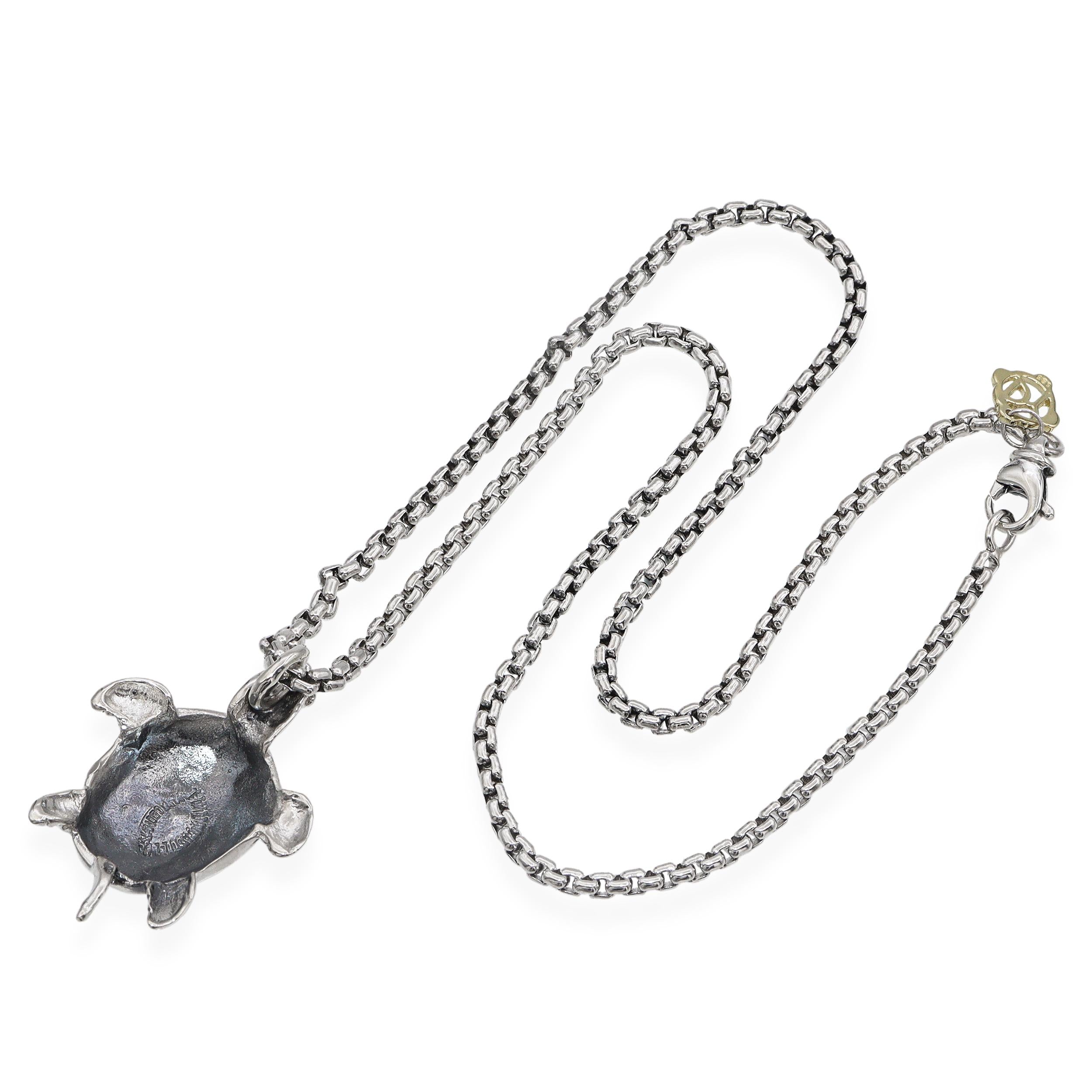 David Yurman Sterling Silver & 14K Yellow Gold Turtle Pendant Necklace