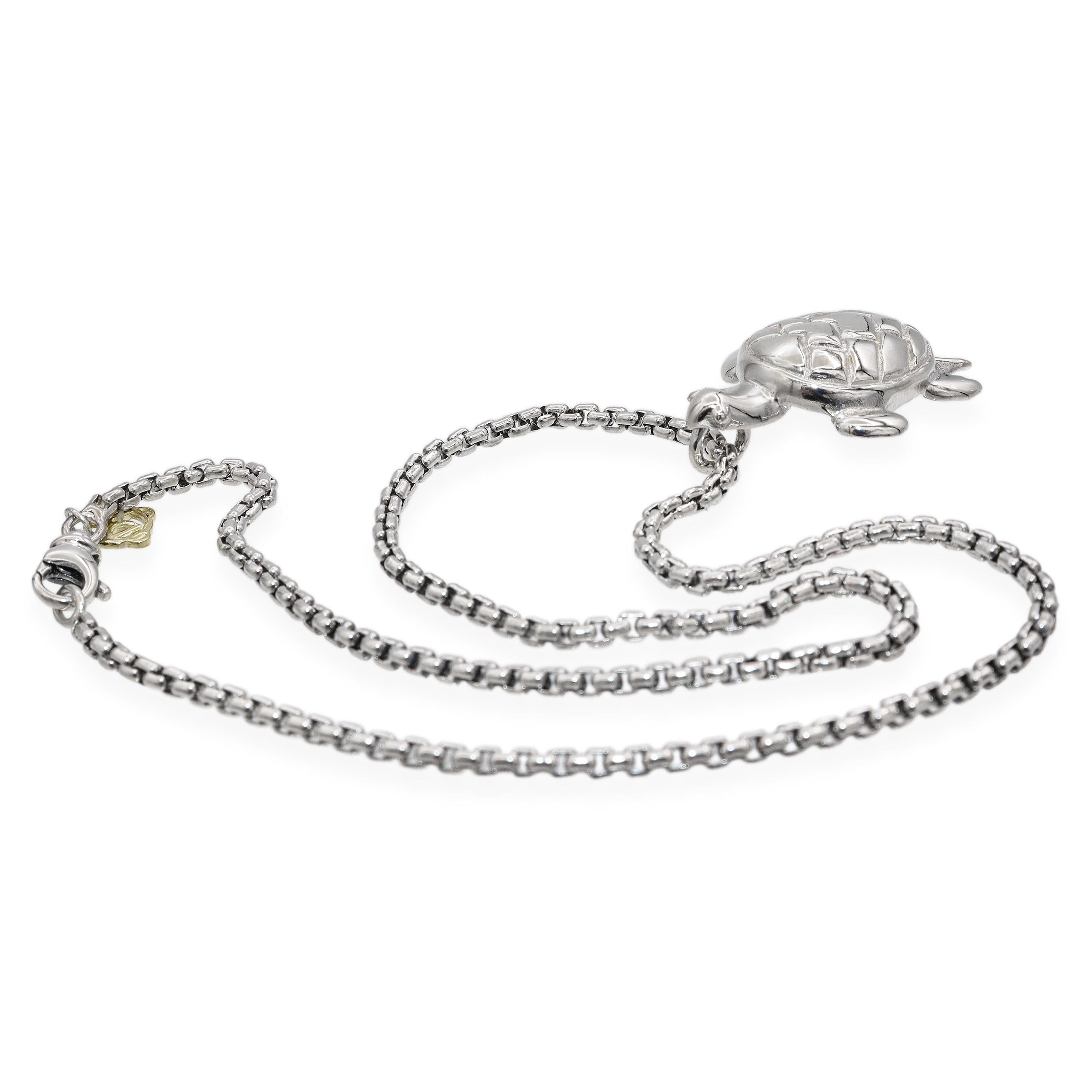 David Yurman Sterling Silver & 14K Yellow Gold Turtle Pendant Necklace