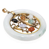 Vintage Yellow Gold Jade & Black Onyx Circular Pendant
