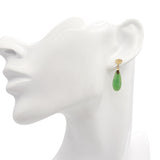 Vintage Yellow Gold Jade Good Fortune Drop Earrings