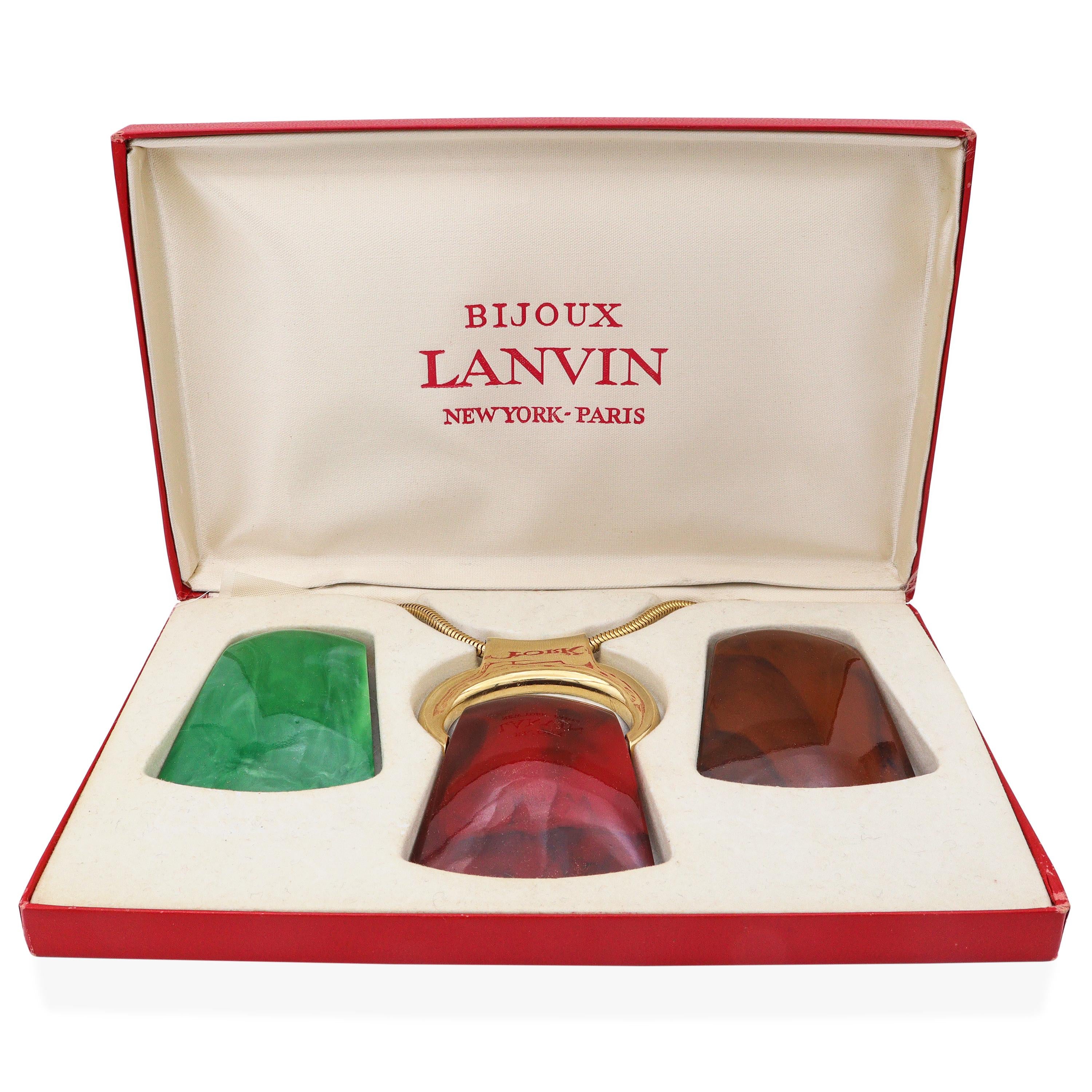 Vintage Lanvin Lucite Interchangeable Pendant Set Necklace