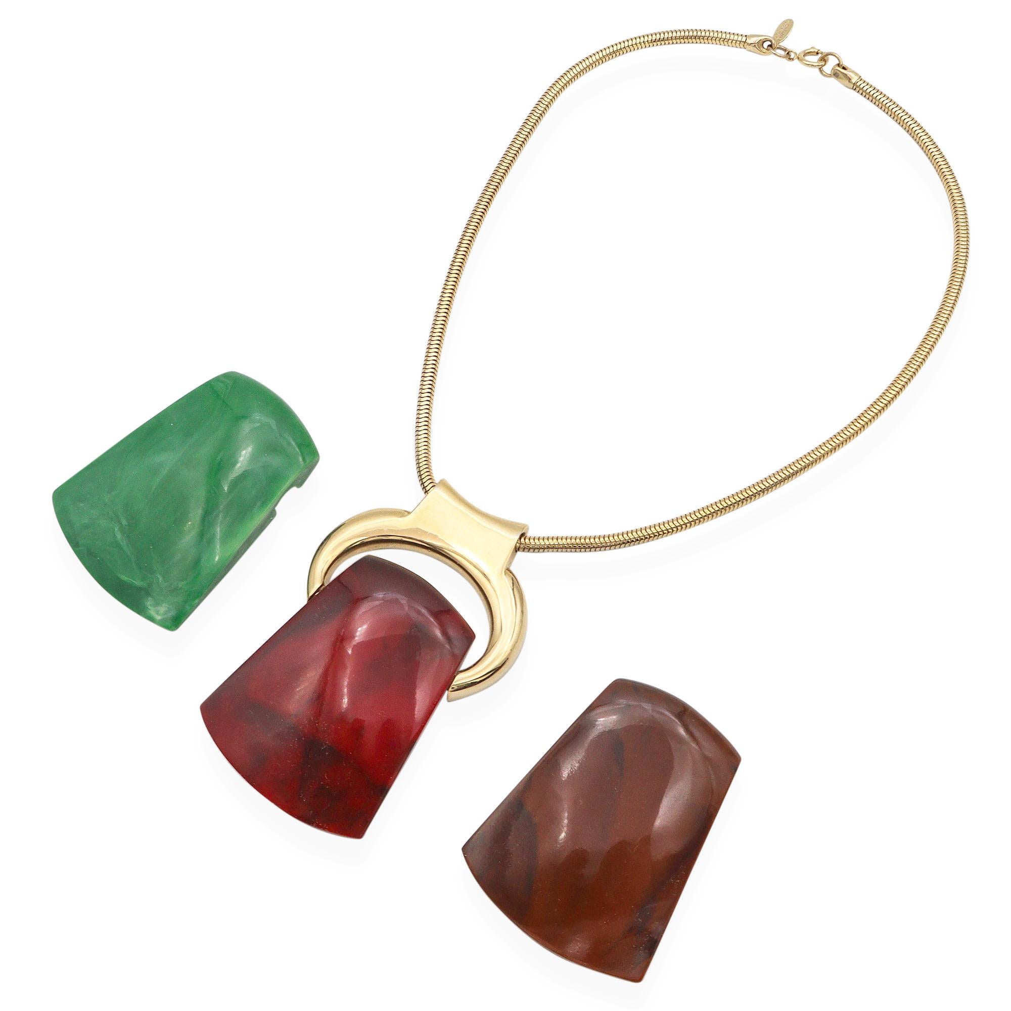 Vintage Lanvin Lucite Interchangeable Pendant Set Necklace