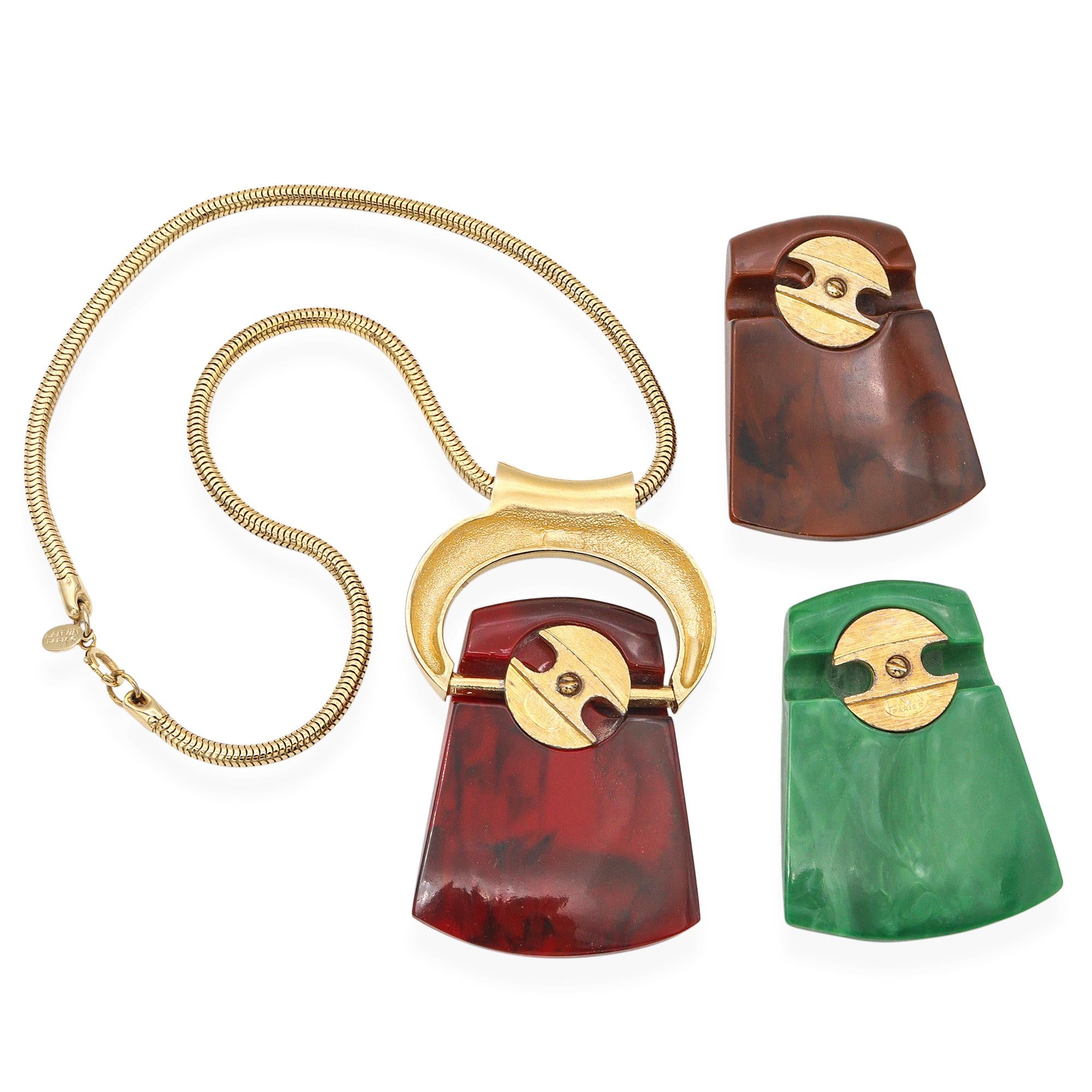 Vintage Lanvin Lucite Interchangeable Pendant Set Necklace