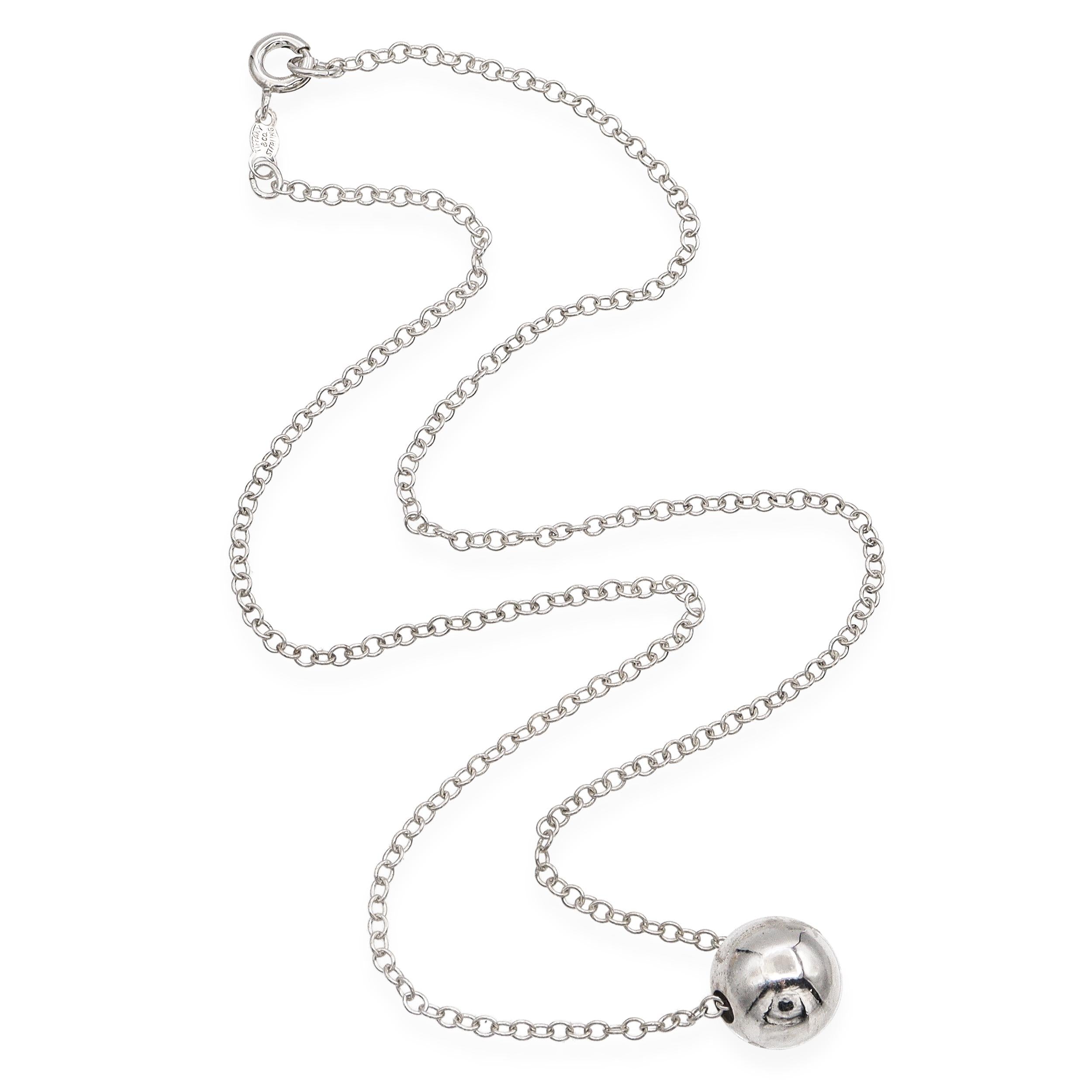 Tiffany & Co. Sterling Silver Bead Ball Pendant Necklace
