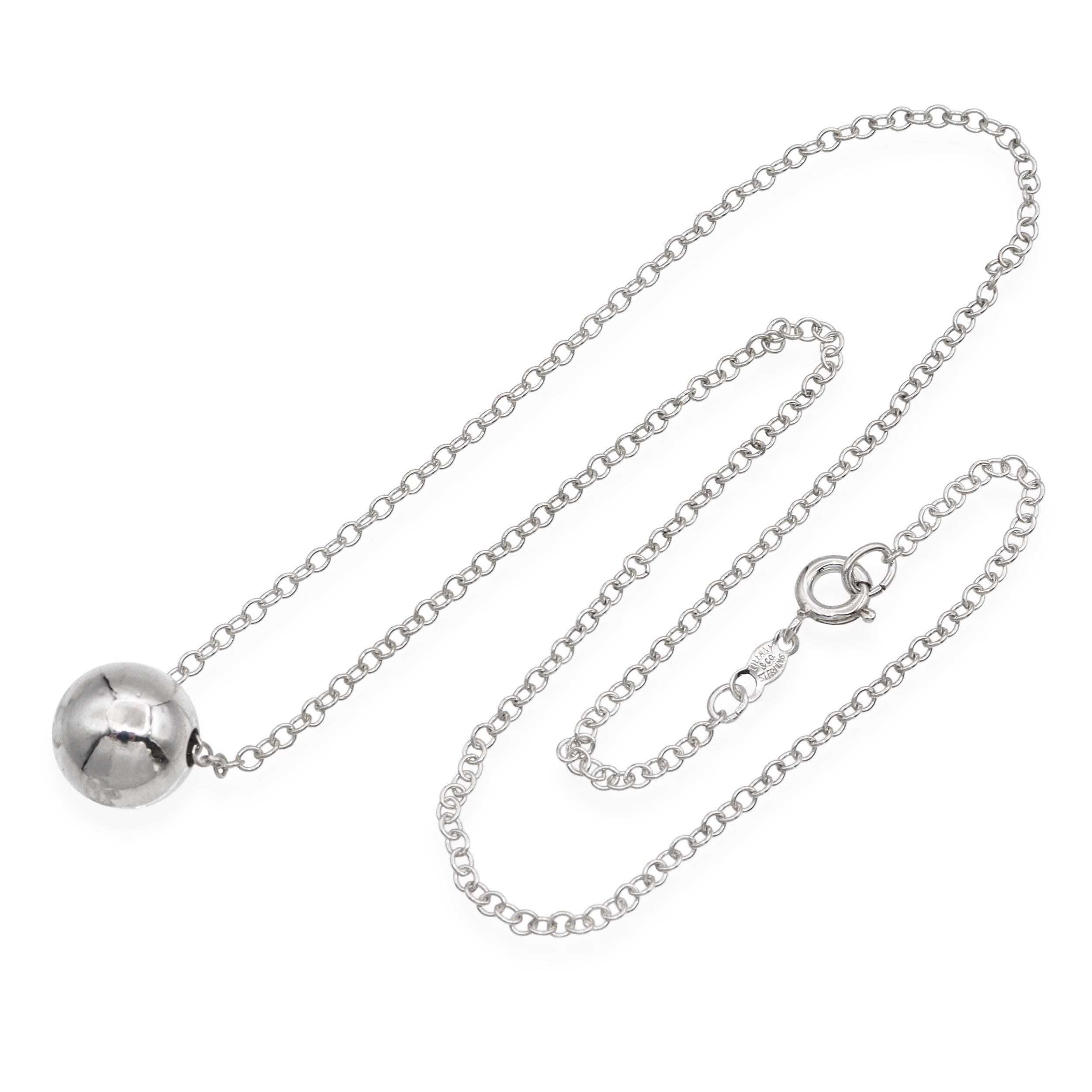 Tiffany & Co. Sterling Silver Bead Ball Pendant Necklace