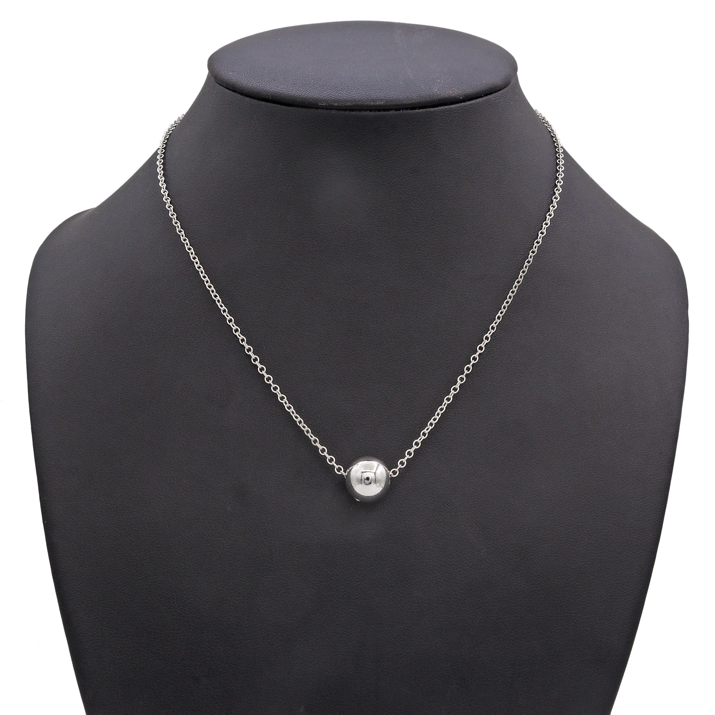 Tiffany & Co. Sterling Silver Bead Ball Pendant Necklace