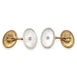 Art Deco 14k Yellow Gold Mother of Pearl & Diamond Double-Sided Cufflink