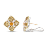 Lagos Caviar Sterling Silver & 18k Yellow Gold Citrine Cluster Earrings