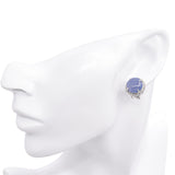 14k White Gold Lavender Chalcedony Cabochon & Diamond Halo Earrings