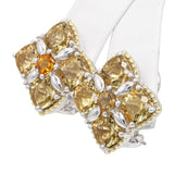 Lagos Caviar Sterling Silver & 18k Yellow Gold Citrine Cluster Earrings