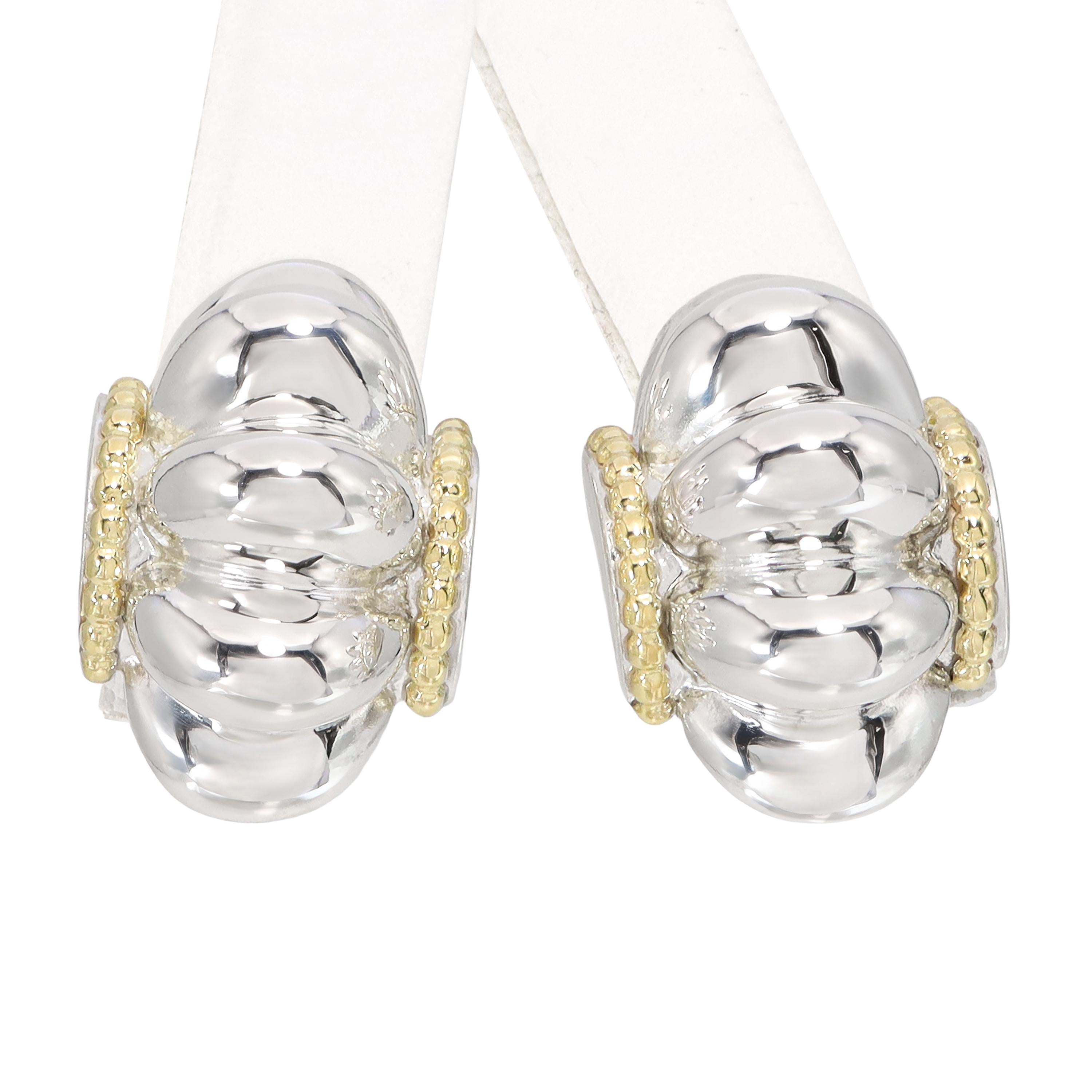 LAGOS Caviar Sterling Silver & 18k Yellow Gold Clip-On Earrings
