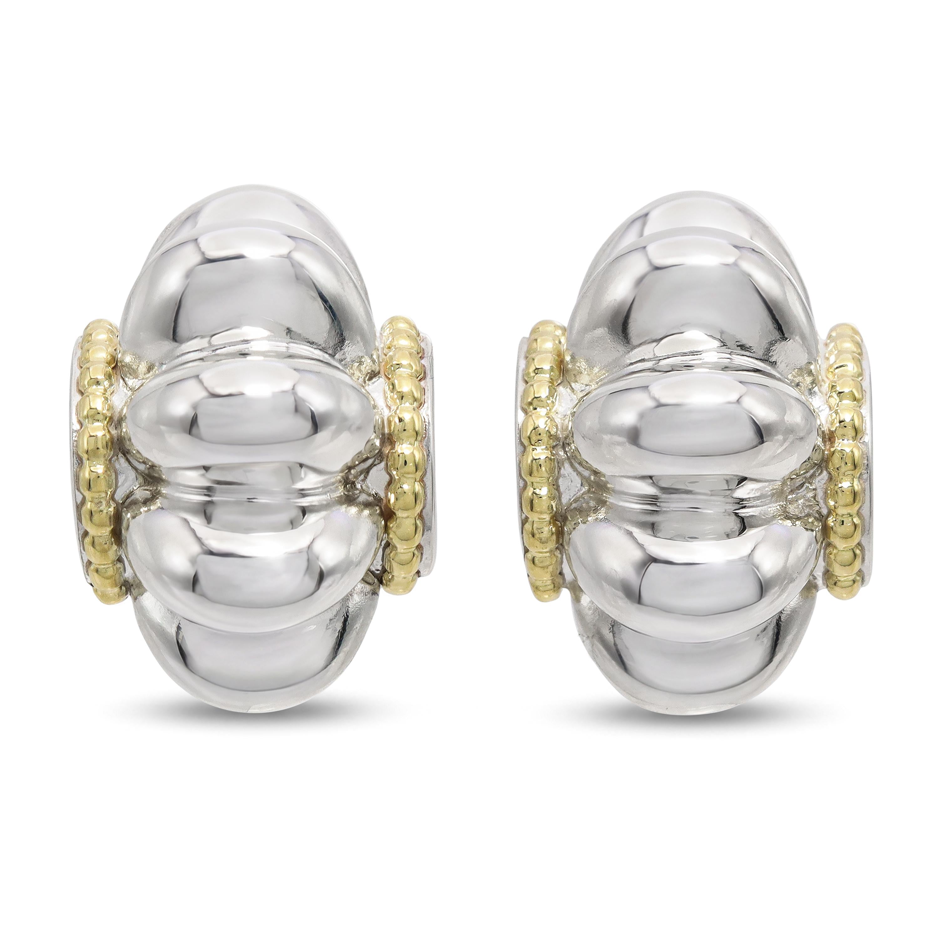 LAGOS Caviar Sterling Silver & 18k Yellow Gold Clip-On Earrings