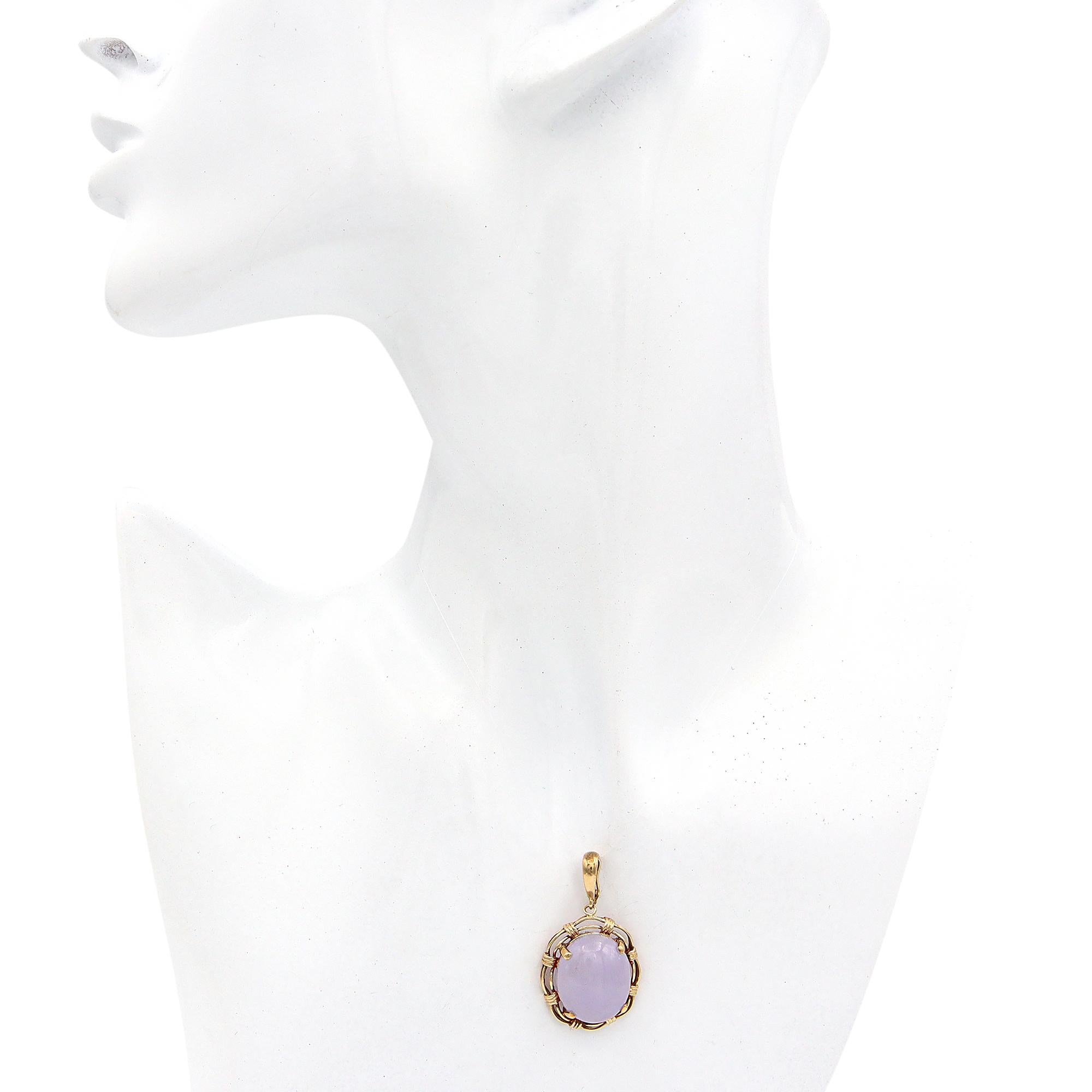 Vintage 14K Yellow Gold Lavender Jade Pendant Enhancer