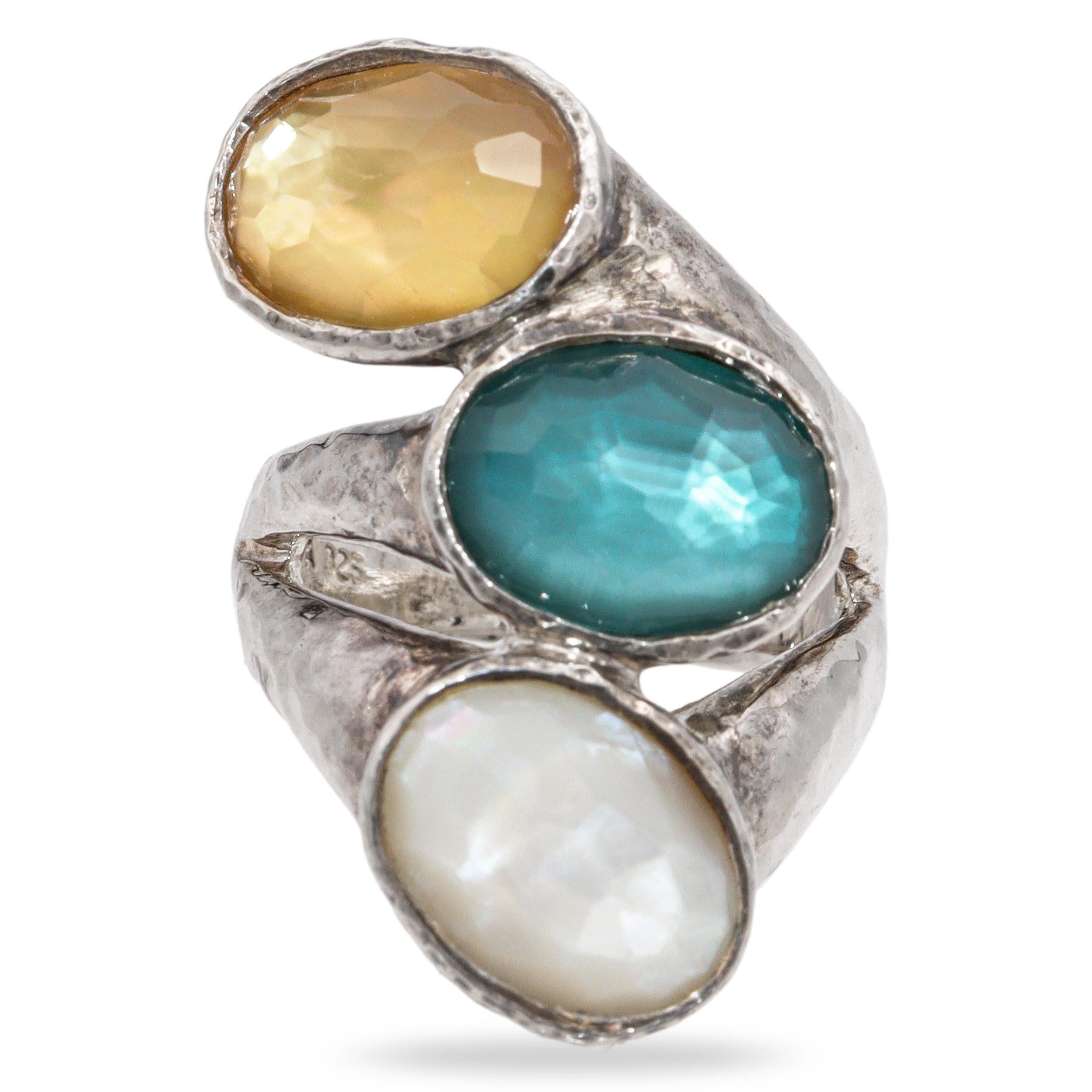 Ippolita Sterling Silver Quartz Triple Stone Statement Ring