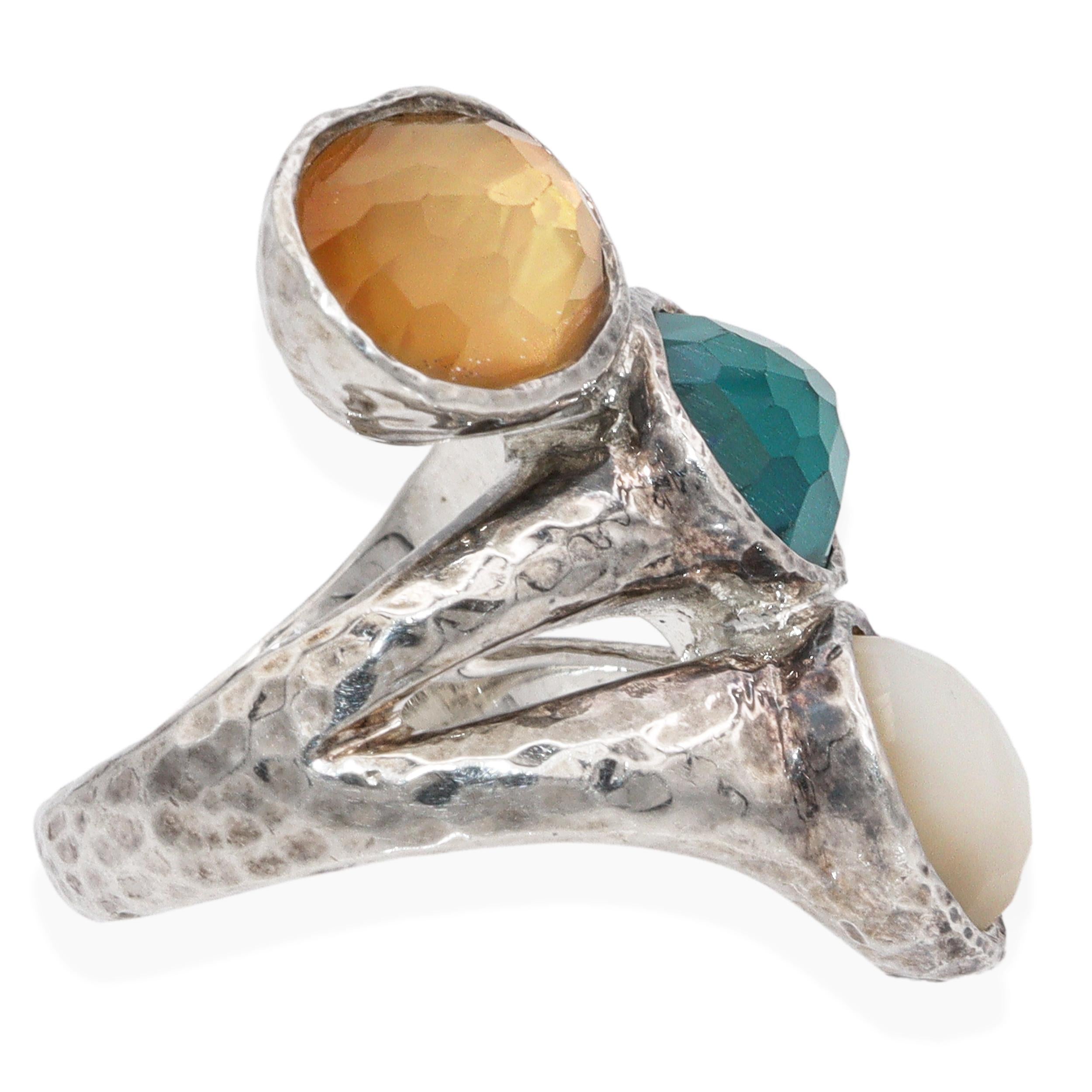 Ippolita Sterling Silver Quartz Triple Stone Statement Ring