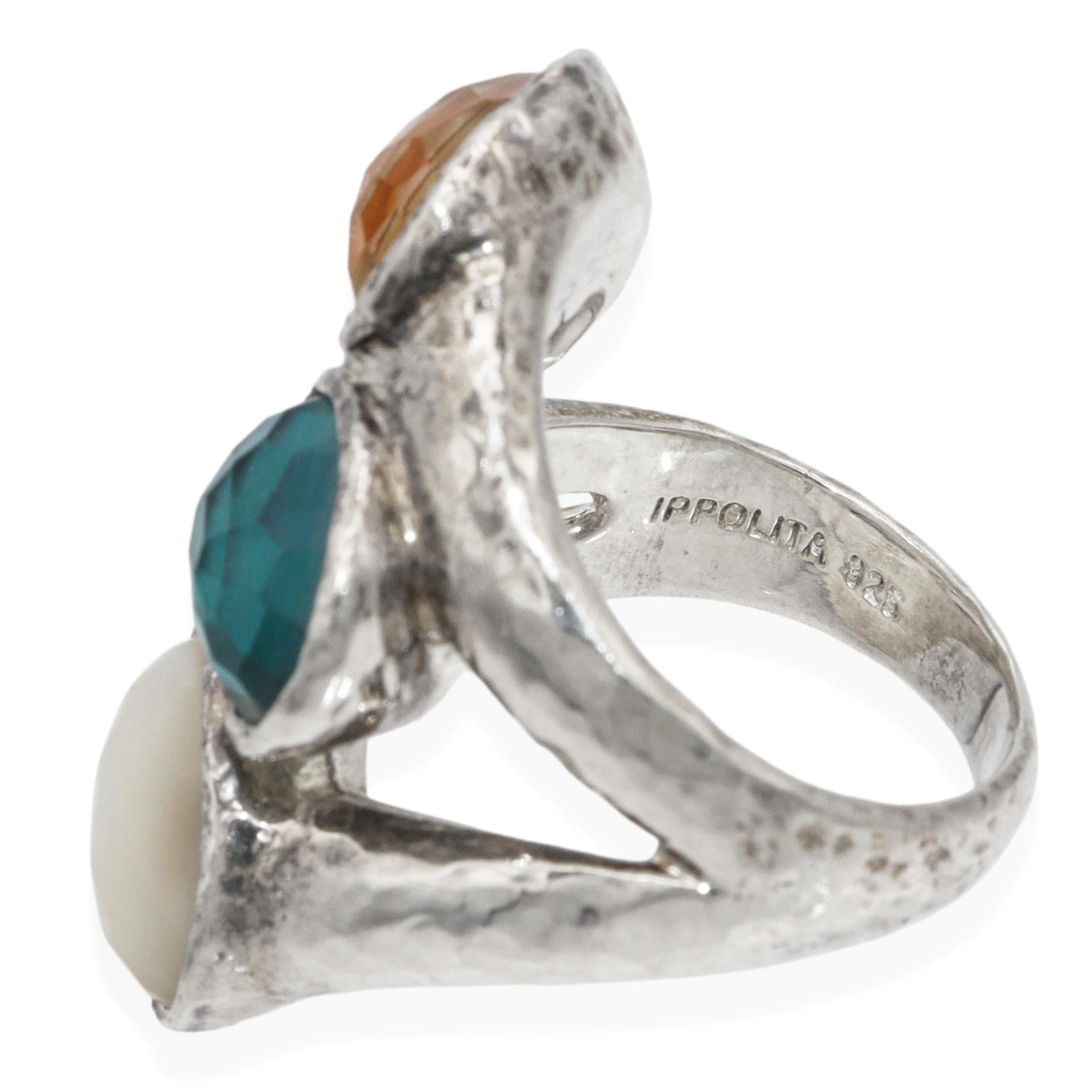 Ippolita Sterling Silver Quartz Triple Stone Statement Ring