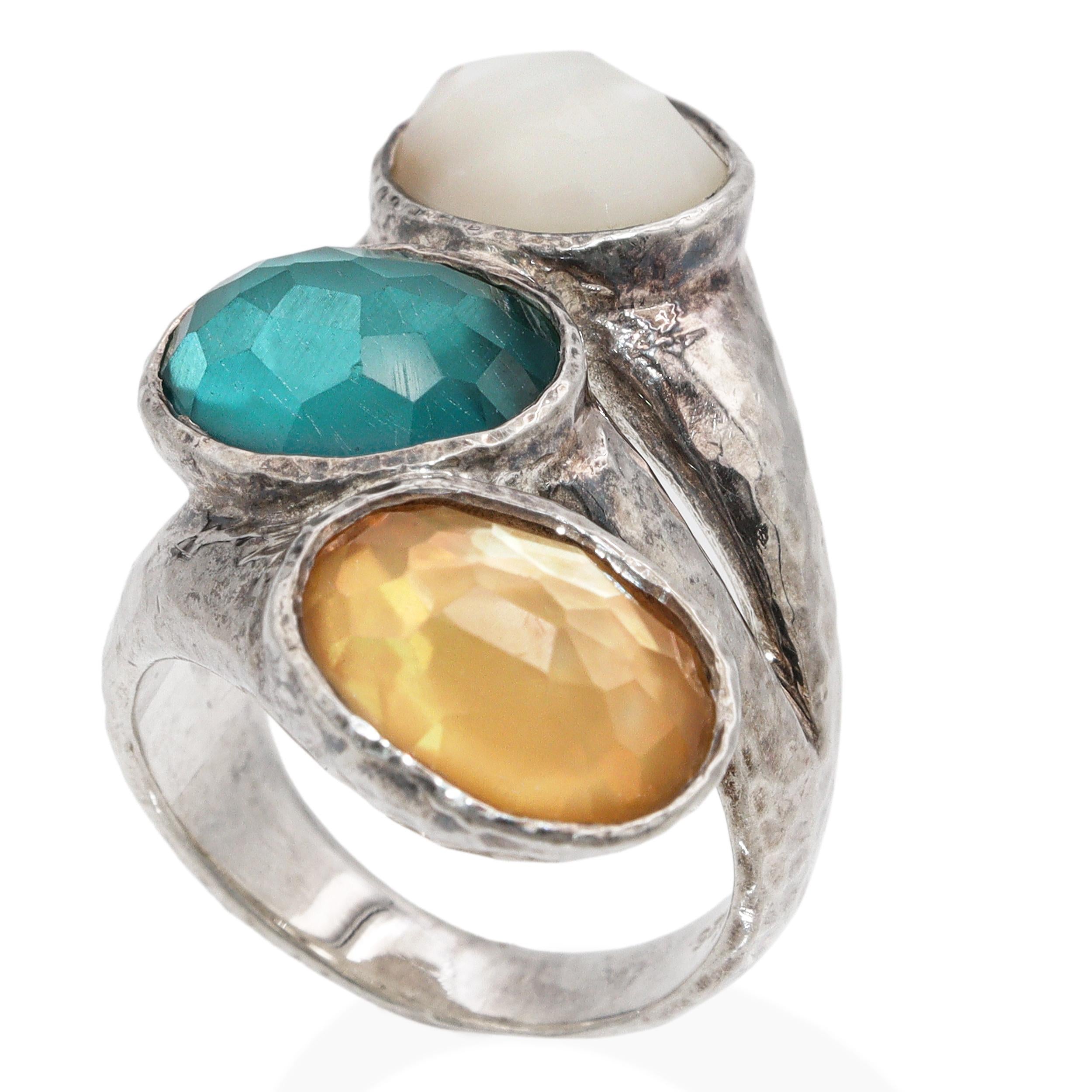 Ippolita Sterling Silver Quartz Triple Stone Statement Ring