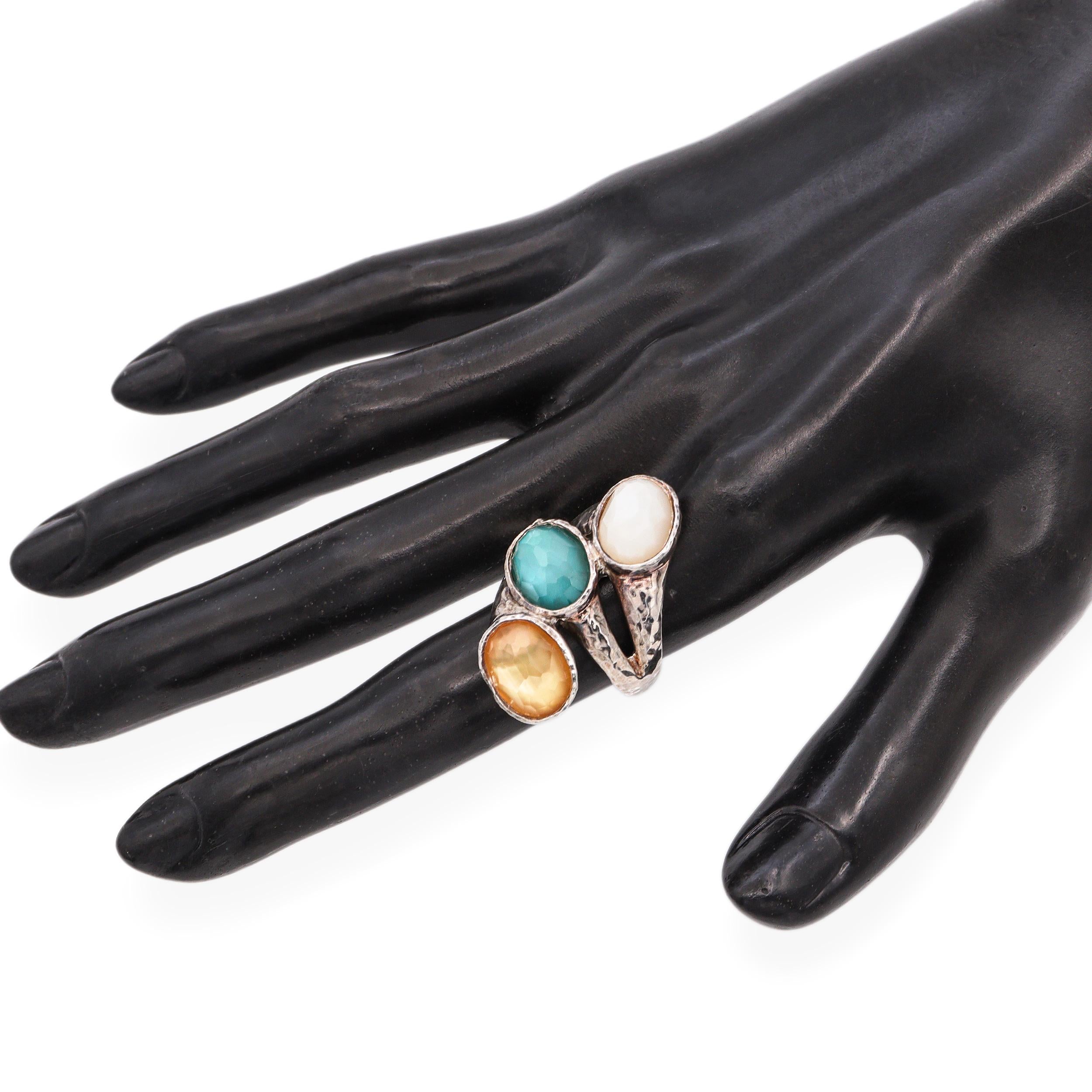 Ippolita Sterling Silver Quartz Triple Stone Statement Ring