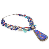 Daniel Coriz Sterling Silver Lapis Turquoise Coral Multi-Stone Necklace